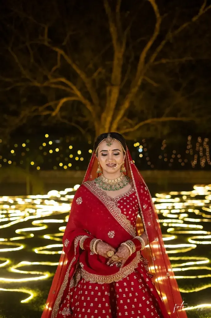Bridal makeup under evening lights