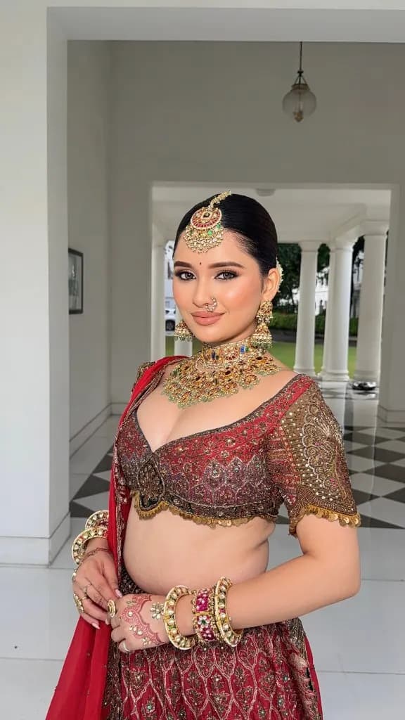 Bridal makeup in the courtyard
